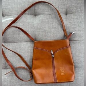 Vera Pelle Brown Leather Crossbody Bag